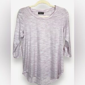 Papermoon Lavender Heather Long Sleeve Tee With Lace Cutout Sleeves